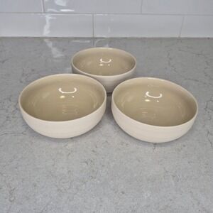 Hornsea Concept Cereal Bowls Set of 3 Ribbed Stoneware Beige England